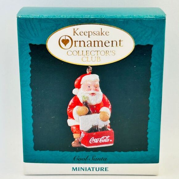 VTG 1993 Hallmark Keepsake Ornament Collector's Club Miniature COOL SANTA Coke - Picture 8 of 9